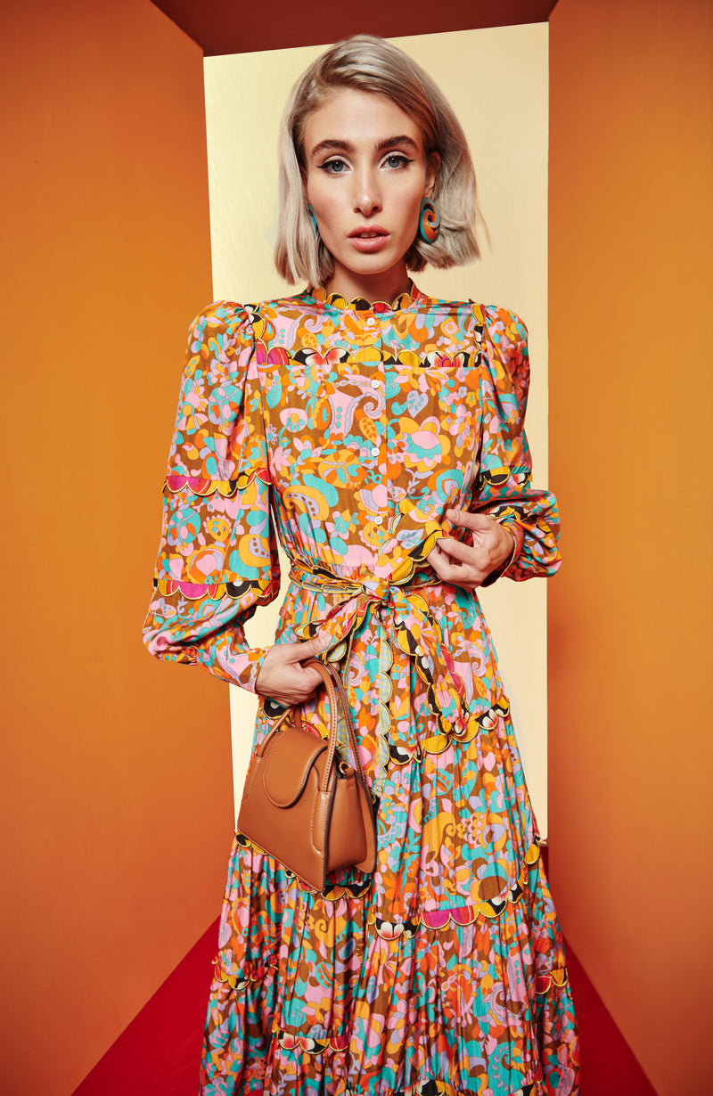 Celia B Gualda Scallop Maxi Dress
