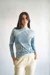 Las Surenas Safari Blue Cashmere Sweater