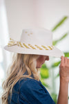 Baldiz White Palm Hat Gold Burst