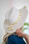 Baldiz White Palm Hat Gold Burst