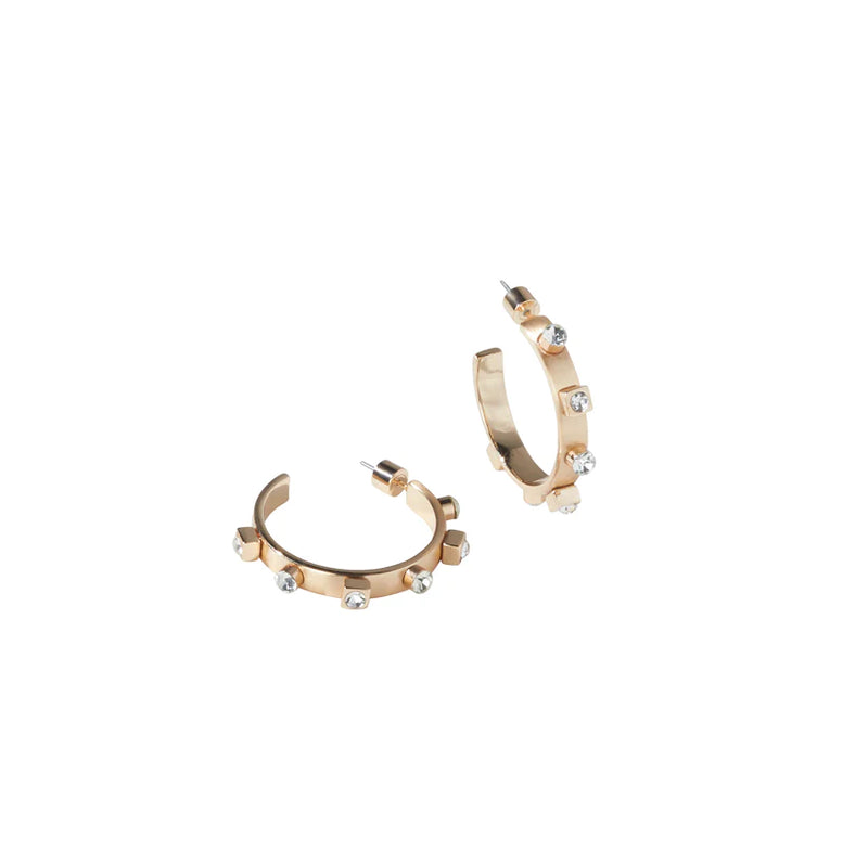 Gold Metal Crystal Jewel Hoops