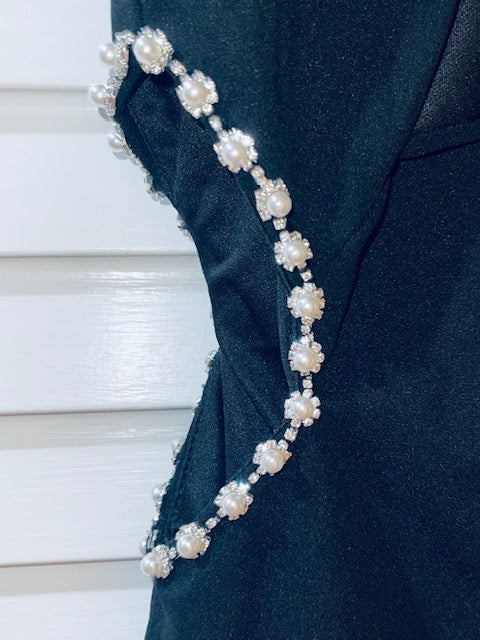 Pearl Stone Cut Out Mini Dress