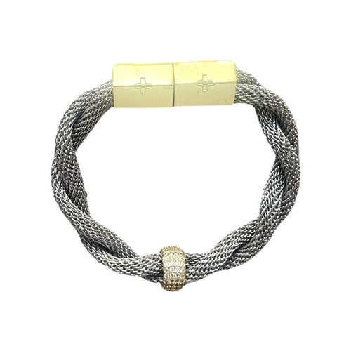 Holst + Lee Silver Mesh Twisted Bracelet w/Stone