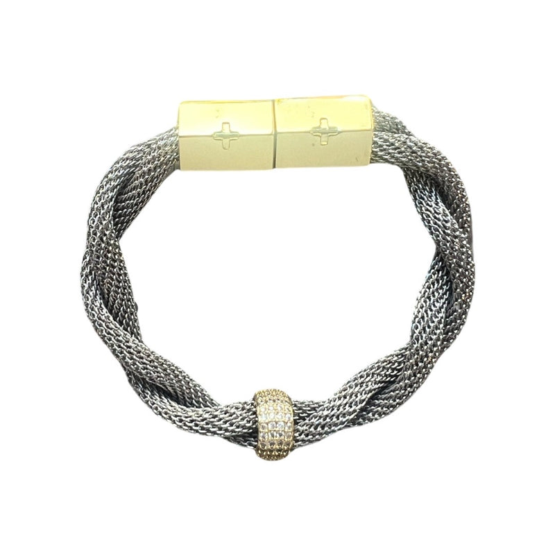 Holst + Lee Silver Mesh Twisted Bracelet w/Stone