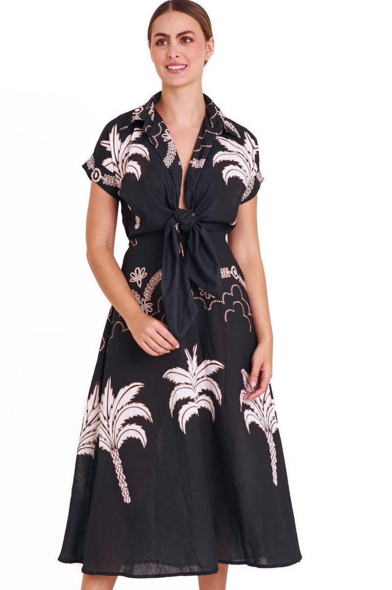 DuoMar Black Palms Knotted Midi