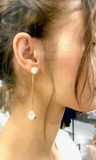 Double Pearl Drop Earrings