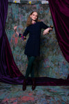 La Fuori Navy Beaded Sleeve Dress