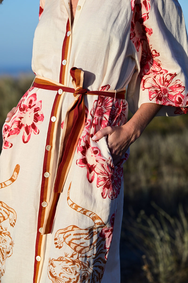 Las Surenas Flower Tiger Tunic Dress