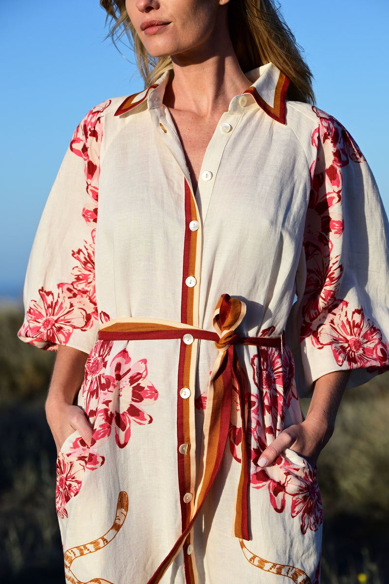 Las Surenas Flower Tiger Tunic Dress