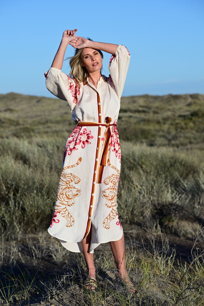 Las Surenas Flower Tiger Tunic Dress