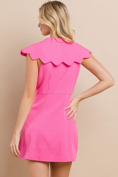 Scalloped Detail Dress/Pink