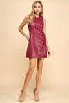 Scallop Button Faux Leather Dress
