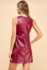 Scallop Button Faux Leather Dress