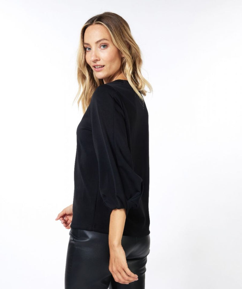 Esqualo Black Twist Sleeve Sweater