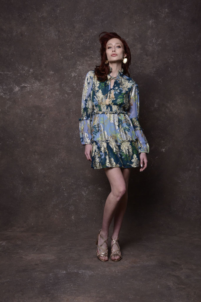 Just Bellina Georgette Shimmer Mini Dress