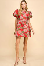 Red Puff Sleeve Dress