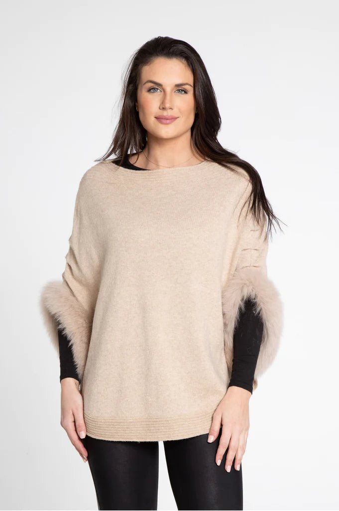 Kelli Kouri Knit Cashmere & Fox Fur Poncho