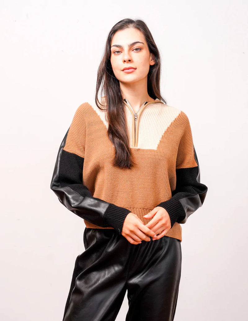 Shavon Vegan Leather Half Zip