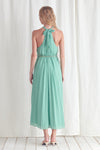 Pleated Maxi Dress with Chain