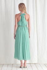 Pleated Maxi Dress with Chain