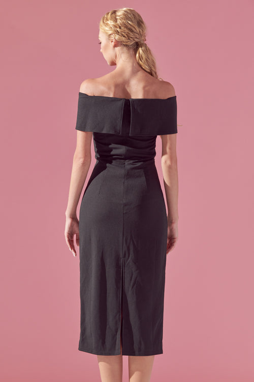 Twisted Off the Shoulder Midi Dress