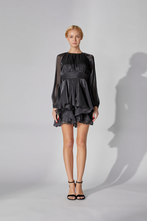 Black Ruffle Mini Dress