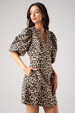 Leopard Puff Sleeve Pocket Dress