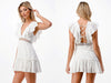 V Neck Ruffle Dress w/Crochet Lace