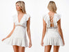 V Neck Ruffle Dress w/Crochet Lace
