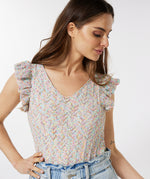 Sleeveless Ruffle Multicolor Top