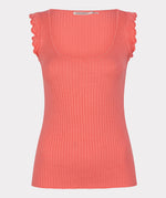 Coral Ribbed Crochet Top