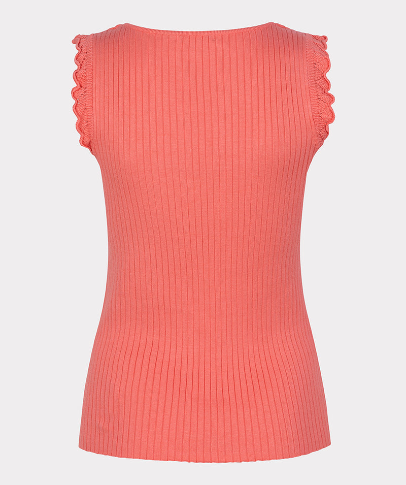 Coral Ribbed Crochet Top