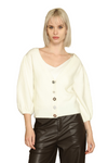 Jewelry Button Reversable Top or Cardigan- Ivory