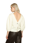 Jewelry Button Reversable Top or Cardigan- Ivory