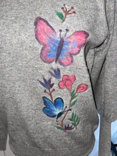 Festival Grey Cashmere Butterfly Sweater