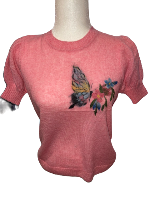 Pink Butterfly Cashmere Sweater