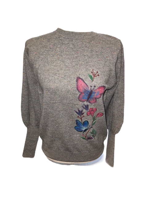 Festival Grey Cashmere Butterfly Sweater