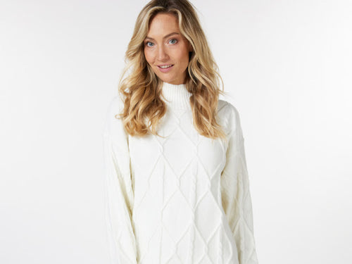 Ivory Cable Knit Sweater Dress