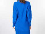 Blue Cable Knit Sweater Dress