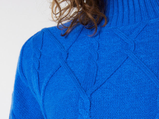 Blue Cable Knit Sweater Dress