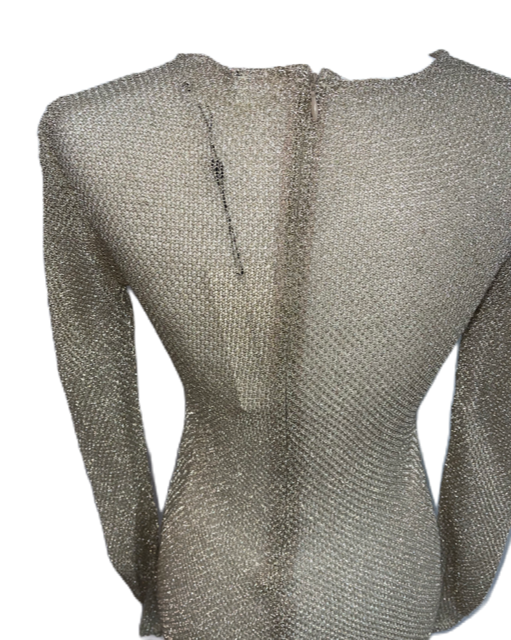 Gold Mesh Long Sleeve Dress