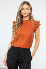 Ruffle Sleeve Metallic Top