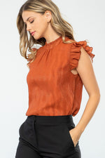 Ruffle Sleeve Metallic Top