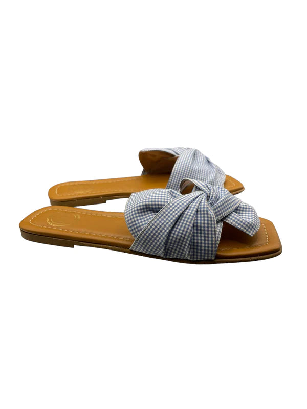 Camillia Benedetti Sorrento Blue Gingham Flat