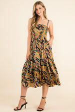 Tiered Print Dress with Pockets