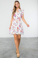 Floral Ruffle Sleeve Dress