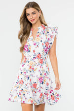Floral Ruffle Sleeve Dress