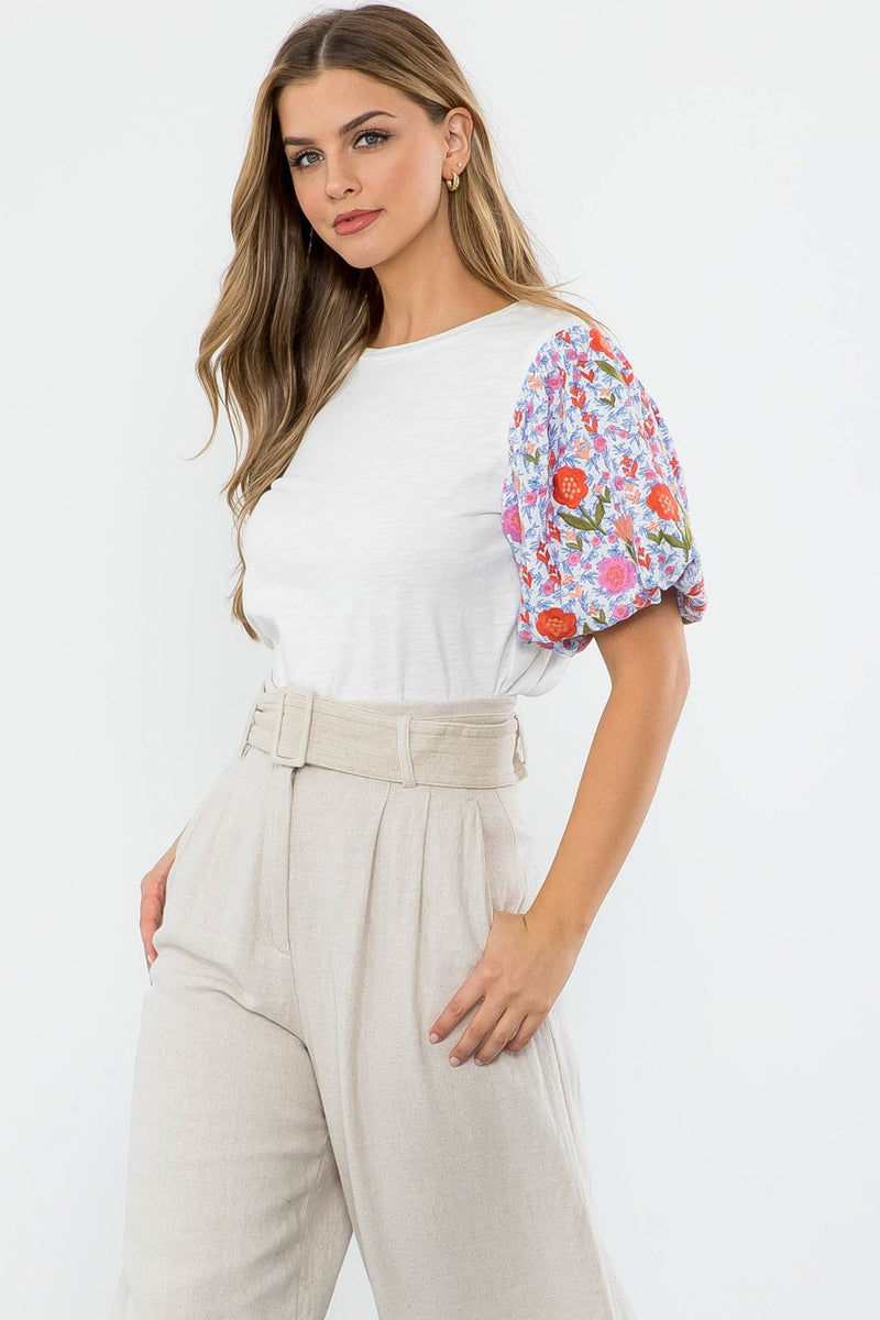 Puff Embroidered Short Sleeve Top