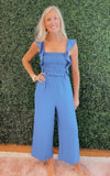 Royal Blue Ruffled Jumpsuit