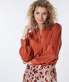 Sateen V-neck Blouse